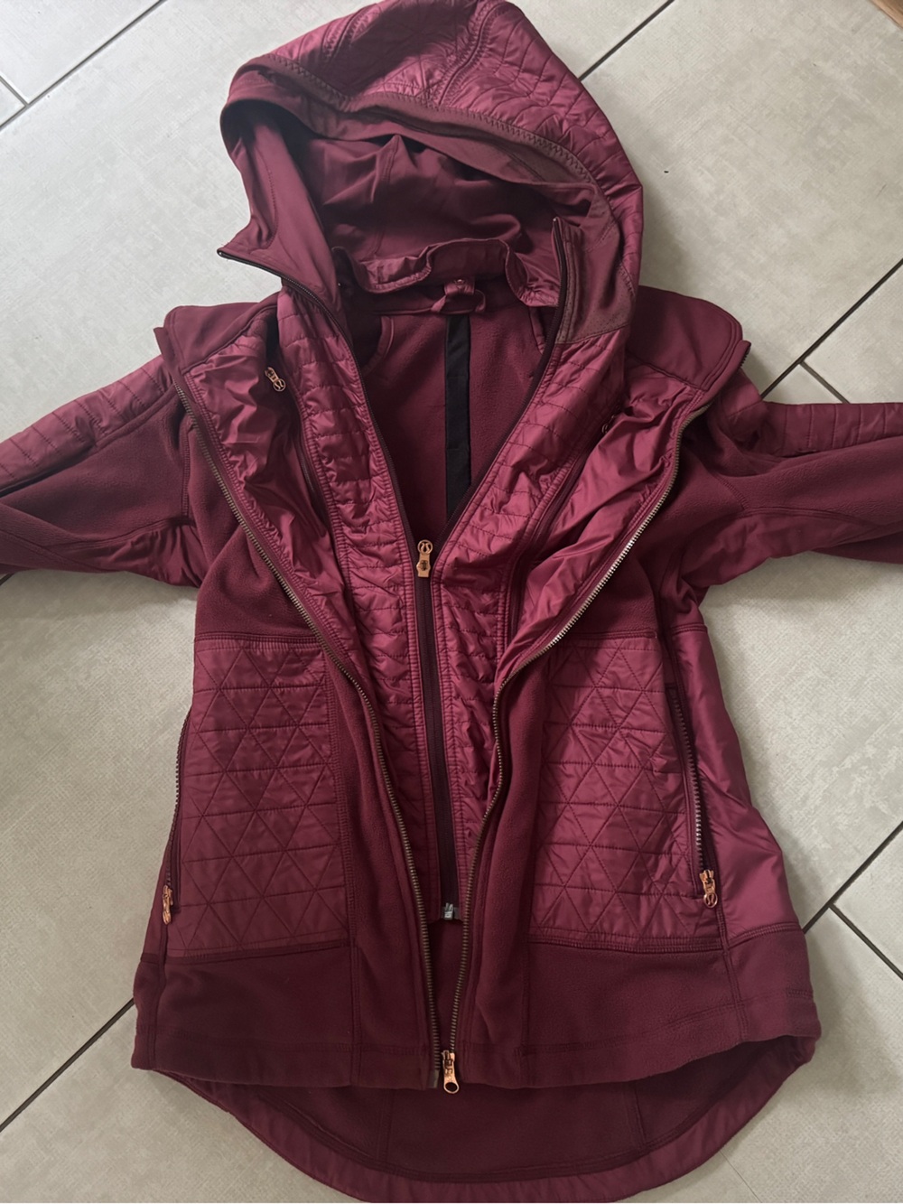 Women's Lululemon Hooded Fleece Running Jacket - Burgundy